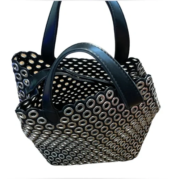 Biker style no name black & silver tote & removable insert. NWOT - Picture 10 of 10